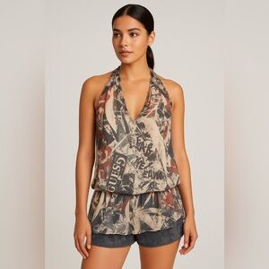 Vintage Guess Los Angeles Sheer Halter Blouse – Size Small